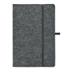 Promotivni A5 notes s koricama RPET filca, sive boje | Reklamni pokloni