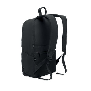 Promo ruksak za 15" prijenosno računalo od recikliranog pamuka i poliestera, crne boje | Poslovni pokloni