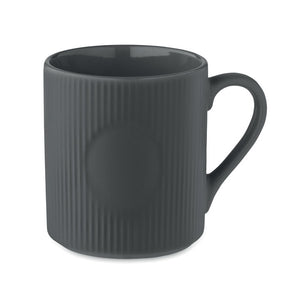 Promotivna rebrasta keramička šalica, kapaciteta 340ml sive boje | Poslovni pokloni