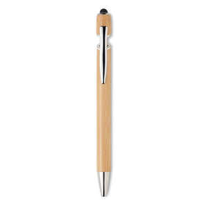 Promotivna kemijska olovka od bambusa sa stylus vrhom, smeđe boje | Reklamni pokloni