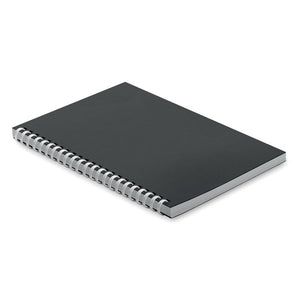 Promotivni spiralni A5 notes s mekim prstenastim uvezom od recikliranog kartona, 160 stranica, crne boje | Promo pokloni