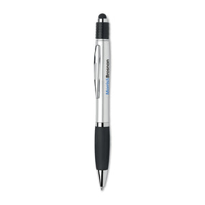 Promotivna stylus kemijska olovka s okretnim mehanizmom i spinner funkcijom, crne boje s tiskom | Reklamni pokloni