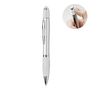 Promotivna stylus kemijska olovka s okretnim mehanizmom i spinner funkcijom, bijele boje | Poslovni pokloni