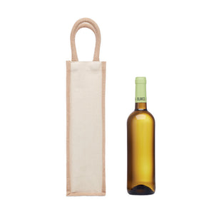 Reklamna poklon vrećica za vino od jute i platna, 320 gr/m², bež boje | Poslovni pokloni