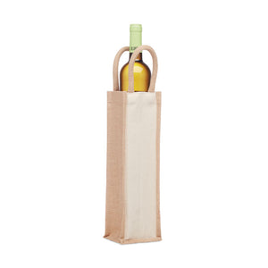 Promotivna poklon vrećica za vino od jute i platna, 320 gr/m², bež boje | Reklamni pokloni