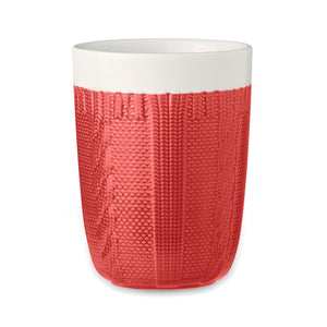 Promotivna keramička šalica s pletenim uzorkom, 310 ml, crvene boje | Promo pokloni | Poslovni pokloni