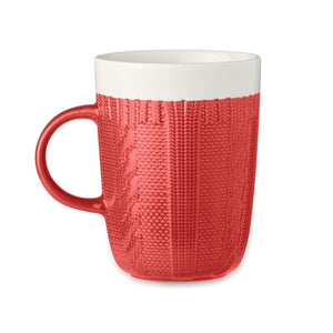 Promotivna keramička šalica s pletenim uzorkom, 310 ml, crvene boje | Promo pokloni | Reklamni pokloni