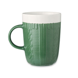 Promotivna keramička šalica s pletenim uzorkom, 310 ml, zelene boje | Promo pokloni | Reklamni pokloni