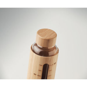 Promotivna boca od borosilikatnog stakla s navlakom i poklopcem od bambusa, 600 ml | Promo pokloni | Poslovni pokloni