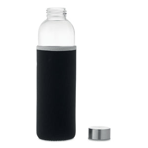 Reklamna staklena boca s neoprenskom navlakom, 750 ml, crne boje | Promo pokloni