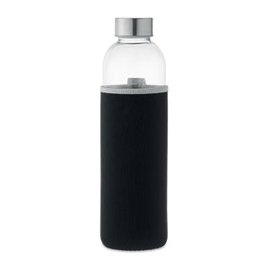 Promotivna staklena boca s neoprenskom navlakom, 750 ml, crne boje | Reklamni pokloni