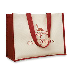Promotivna torba za kupovinu od jute, crvene boje s tiskom logotipa | Poslovni pokloni