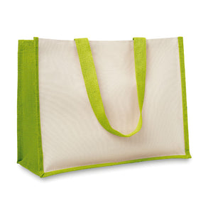Promotivna torba za kupovinu od jute, zelena limeta boje | Poslovni pokloni