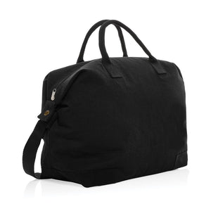 Promotivna luksuzna vikend torba od recikliranog platna, crne boje | Promo pokloni | Reklamni pokloni