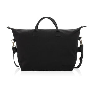 Promidžbena luksuzna vikend torba od recikliranog platna, crne boje za tisak loga | Promo pokloni | Reklamni pokloni
