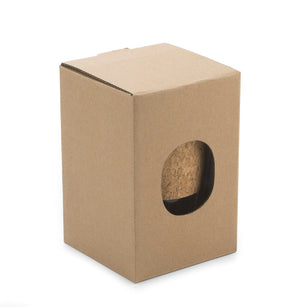 Eko promo staklena šalica s omotačem od pluta, 380ml, crne boje, u poklon kartonskoj kutiji | Poslovni pokloni