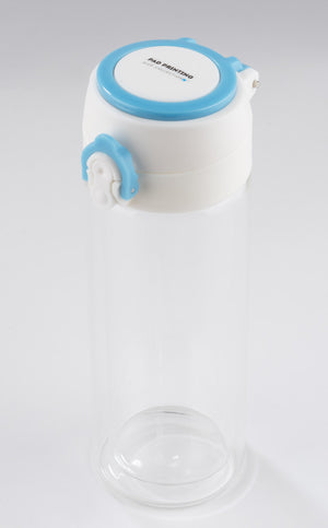 Promotivna staklena boca za vodu, 260 ml, plave boje, s tiskom loga | Poslovni pokloni