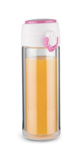 Reklamna staklena boca za vodu, 260 ml, ružičaste boje, za tisak loga | Poslovni pokloni