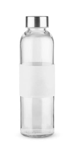 Promotivna staklena boca za vodu i piće sa silikonskim držačem, 520ml, bijele boje | Poslovni pokloni