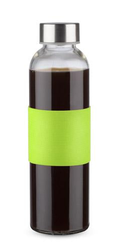 Reklamna staklena boca za vodu i piće sa silikonskim držačem, 520ml, svjetlo zelene boje | Poslovni pokloni