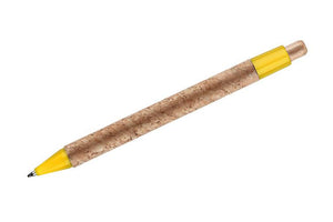 Promotivna kemijska olovka od pluta, žute boje, za tisak loga | Poslovni pokloni