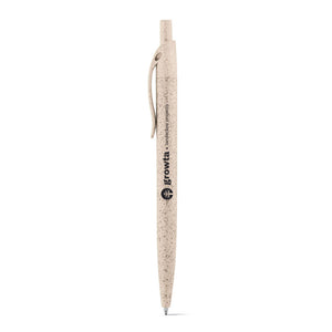 Eko poslovni pokloni | Promotivna ekološka kemijska olovka od vlakana pšenice, bež boje, s tiskom loga