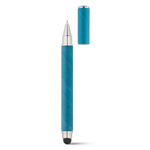 Eko poslovni pokloni | Reklamna stylus kemijska olovka od kraft papira, svjetloplave boje, za tisak loga
