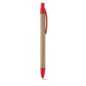 Promotivna eko kemijska olovka od kraft papira, crvene boje | Poslovni pokloni