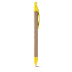 Reklamna eko kemijska olovka od kraft papira, žute boje | Poslovni pokloni