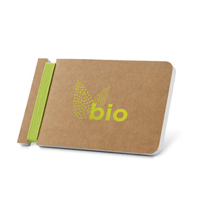 Eko poslovni pokloni | Promotivni eko notes B7 formata, boje zelene limete, s tiskom loga
