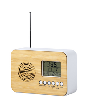 Stolni sat od bambusa s FM radiom