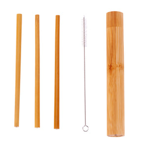 Eko poslovni pokloni | Promo eko set od 3 slamke od bambusa u kutiji, s tiskom loga