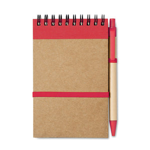 Eko A6 notes i olovka od recikliranog papira crvene boje | Poslovni pokloni | Eko pokloni
