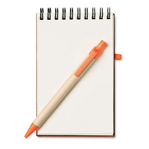 Reklamni eko A6 notes i olovka od recikliranog papira narančaste boje | Poslovni pokloni | Eko pokloni