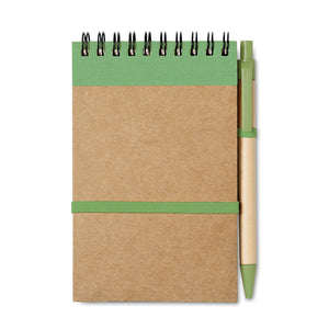Eko A6 notes i olovka od recikliranog papira zelene boje | Poslovni pokloni | Eko pokloni