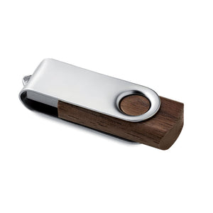Eko poslovni pokloni | Promo rotirajući drveni USB stick, 1Gb - 32Gb, smeđe boje