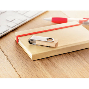 Eko poslovni pokloni | Promo rotirajući drveni USB stick, 1Gb - 32Gb, svjetlosmeđe boje, za tisak loga