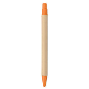 Reklamna eko kemijska olovka od recikliranog kartona i PLA materijala, narančaste boje | Poslovni pokloni