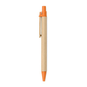 Promo eko kemijska olovka od recikliranog kartona i PLA materijala, narančaste boje | Poslovni pokloni i reklamni materijali za tisak loga