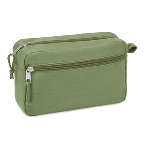 Promotivna kozmetička torbica od konoplje zelene boje | Poslovni pokloni