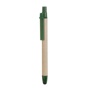 Reklamna kemijska olovka od recikliranog kartona, zelene boje | Poslovni pokloni