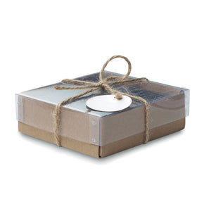 Eko poslovni pokloni | Promo eko set 4 podmetača od kamena škriljavca u poklon kutiji