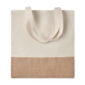 Promotivna pamučna shopping vrećica s detaljima od jute, 160g | Poslovni pokloni