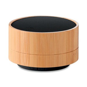 Promotivni 4.2 bežični 3W zvučnik u kućištu od bambusa, crne boje, za tisak loga | Poslovni pokloni