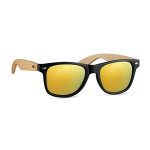 Reklamne sunčane naočale s capicama od bambusa, žute boje | Poslovni pokloni