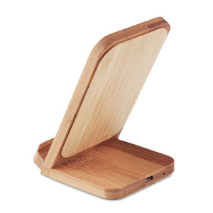 Poslovni pokloni | Promotivni stalak od eko bambusa za bežično punjenje mobitela, za tisak loga