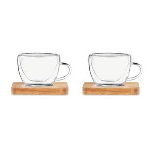 Reklamni set od 2 staklene čaše za espresso | Poslovni pokloni
