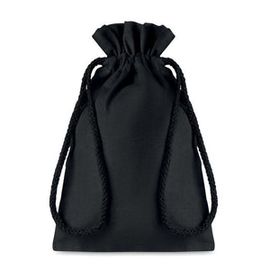 Promotivna mala pamučna poklon vrećica, crne boje | Poslovni pokloni