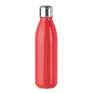 Promotivna staklena boca s metalnim čepom, 650ml, crvene boje | Poslovni pokloni