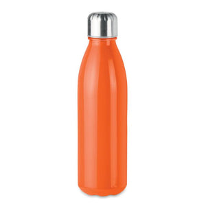 Promotivna staklena boca s metalnim čepom, 650ml, narančaste boje | Poslovni pokloni